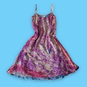 Diane Raulston Purple and Blue Tie Dye Jewel Mini Dress